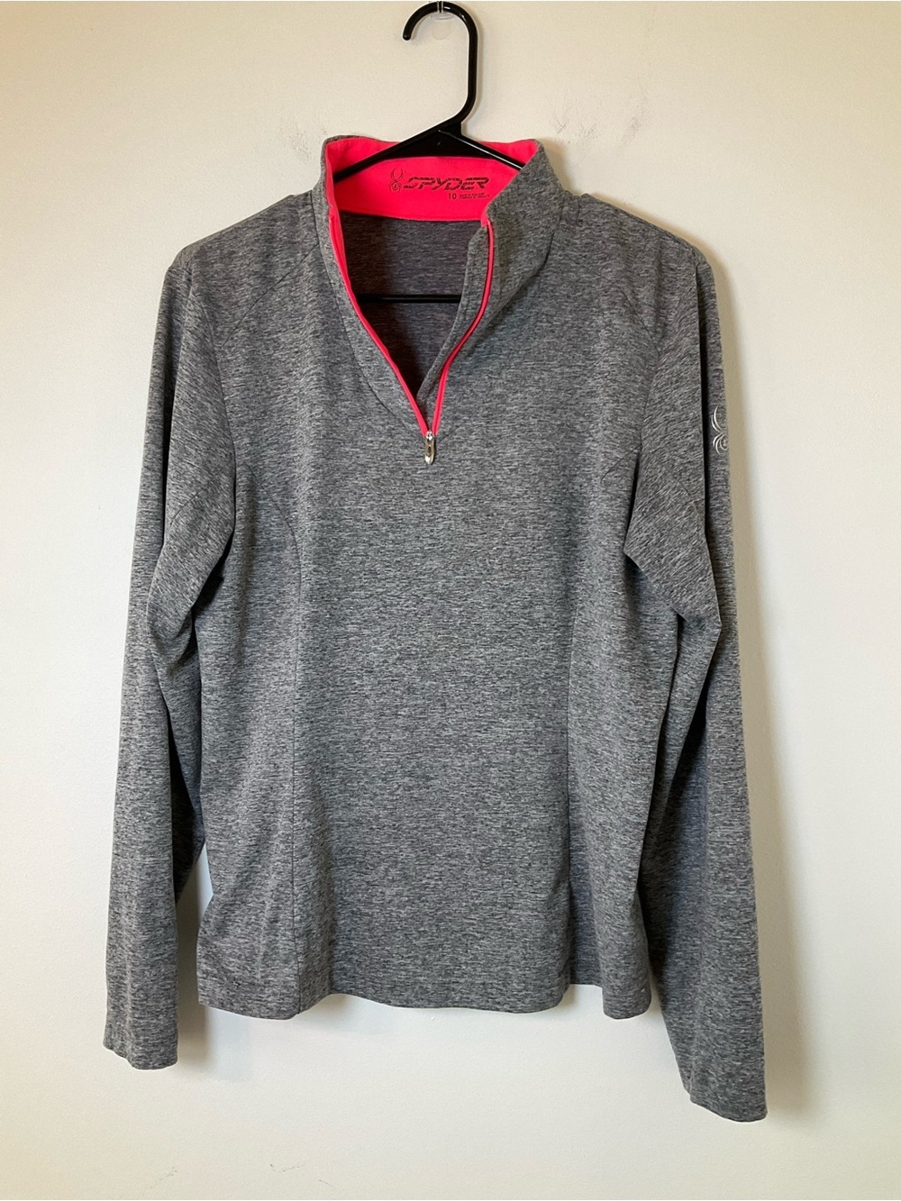 Spyder Gray Pink Quarter Zip Athletic Pullover Size 10